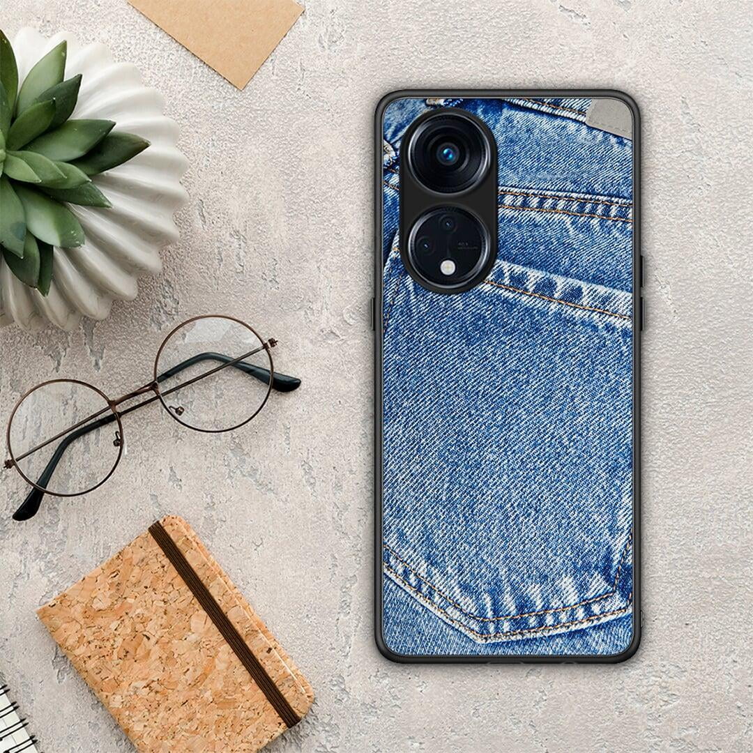 Θήκη Oppo Reno8T 5G / A1 Pro Jeans Pocket από τη Smartfits με σχέδιο στο πίσω μέρος και μαύρο περίβλημα | Oppo Reno8T 5G / A1 Pro Jeans Pocket Case with Colorful Back and Black Bezels