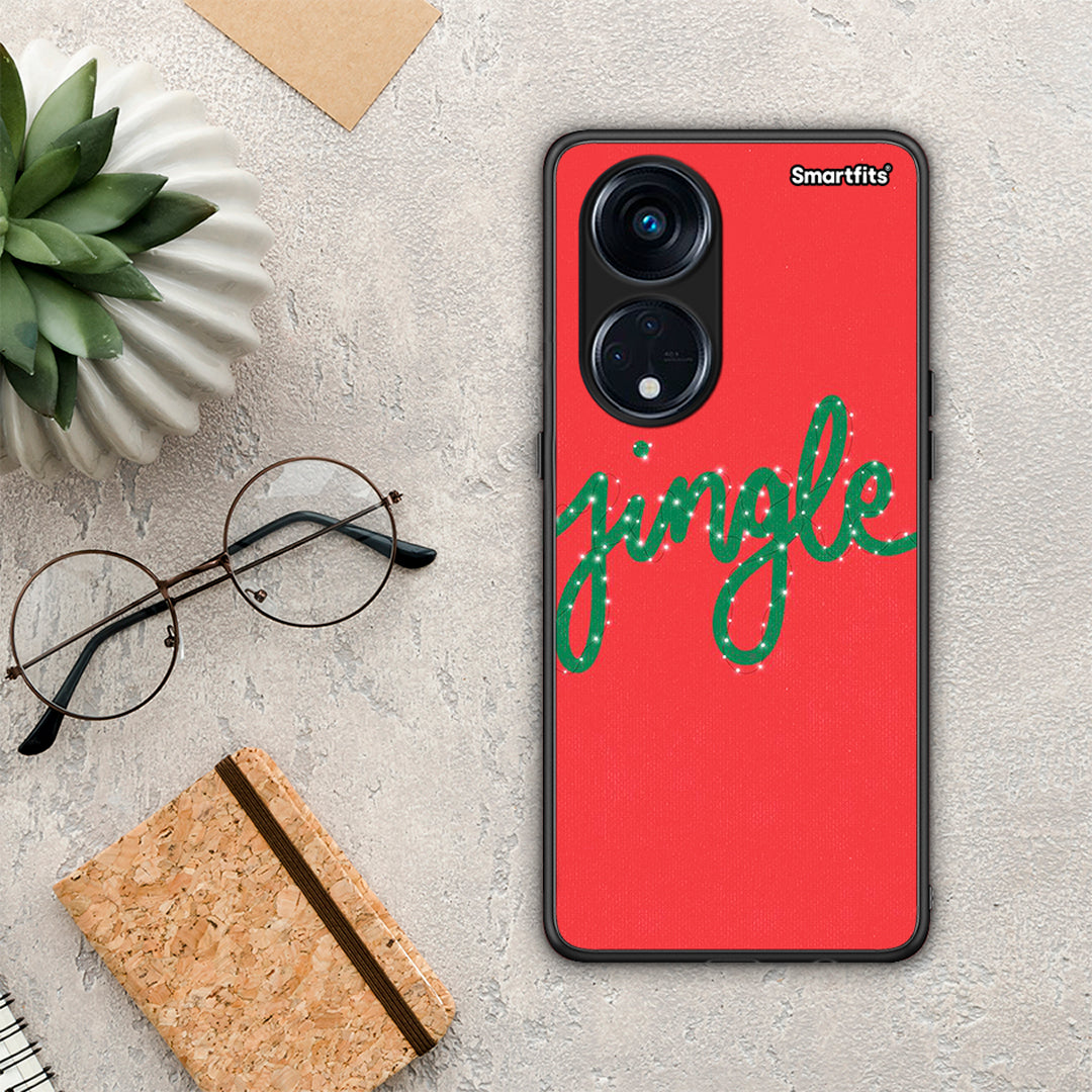 Θήκη Oppo Reno8T 5G / A1 Pro Jingle Xmas από τη Smartfits με σχέδιο στο πίσω μέρος και μαύρο περίβλημα | Oppo Reno8T 5G / A1 Pro Jingle Xmas Case with Colorful Back and Black Bezels