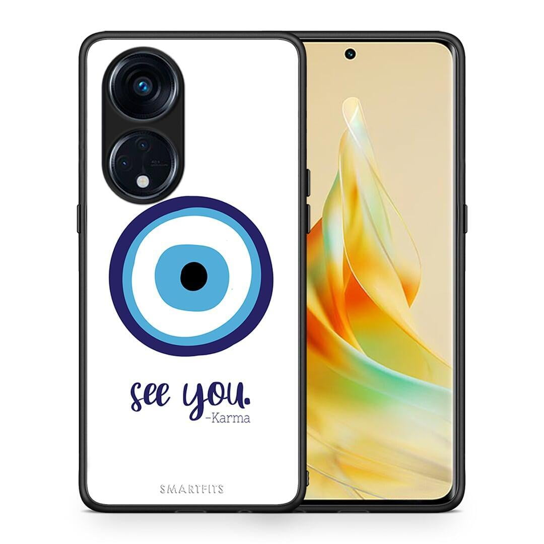 Θήκη Oppo Reno8T 5G / A1 Pro Karma Says από τη Smartfits με σχέδιο στο πίσω μέρος και μαύρο περίβλημα | Oppo Reno8T 5G / A1 Pro Karma Says Case with Colorful Back and Black Bezels