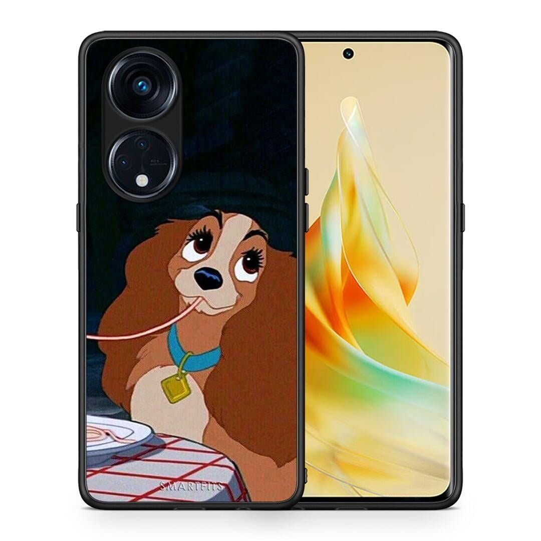 Θήκη Oppo Reno8T 5G / A1 Pro Lady And Tramp 2 από τη Smartfits με σχέδιο στο πίσω μέρος και μαύρο περίβλημα | Oppo Reno8T 5G / A1 Pro Lady And Tramp 2 Case with Colorful Back and Black Bezels
