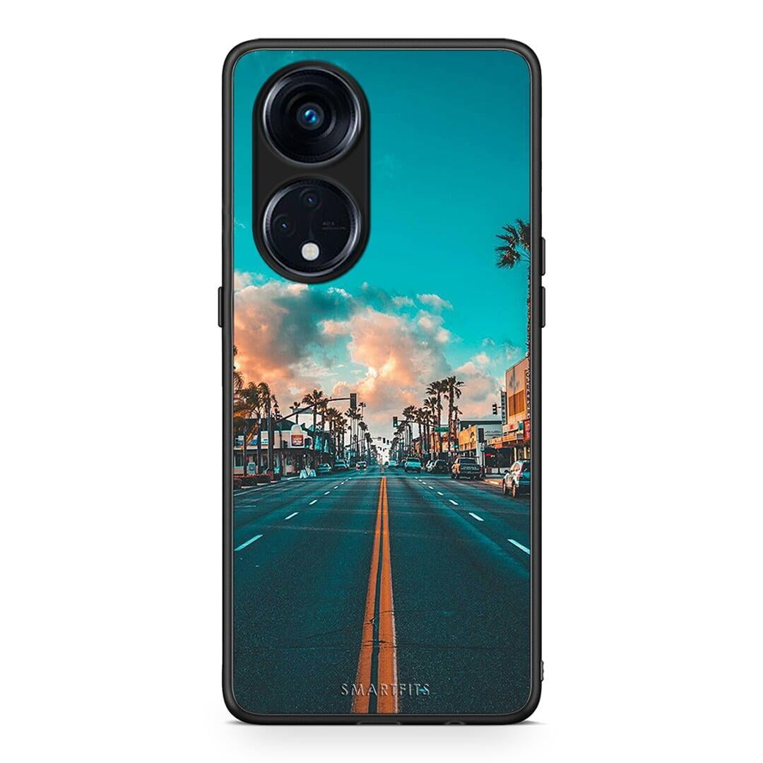 Θήκη Oppo Reno8T 5G / A1 Pro Landscape City από τη Smartfits με σχέδιο στο πίσω μέρος και μαύρο περίβλημα | Oppo Reno8T 5G / A1 Pro Landscape City Case with Colorful Back and Black Bezels