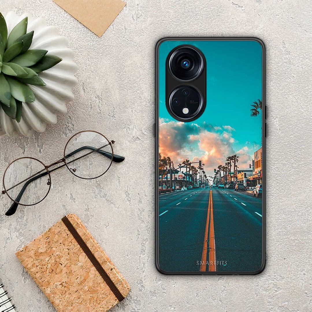 Θήκη Oppo Reno8T 5G / A1 Pro Landscape City από τη Smartfits με σχέδιο στο πίσω μέρος και μαύρο περίβλημα | Oppo Reno8T 5G / A1 Pro Landscape City Case with Colorful Back and Black Bezels