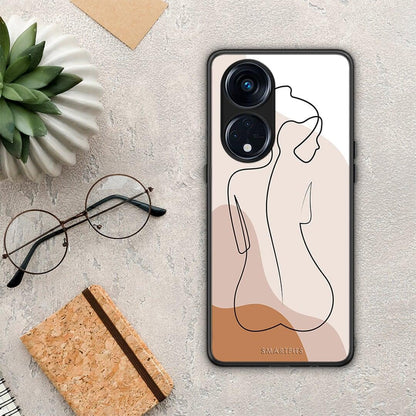 Θήκη Oppo Reno8T 5G / A1 Pro LineArt Woman από τη Smartfits με σχέδιο στο πίσω μέρος και μαύρο περίβλημα | Oppo Reno8T 5G / A1 Pro LineArt Woman Case with Colorful Back and Black Bezels