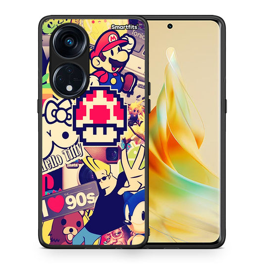 Θήκη Oppo Reno8T 5G / A1 Pro Love The 90s από τη Smartfits με σχέδιο στο πίσω μέρος και μαύρο περίβλημα | Oppo Reno8T 5G / A1 Pro Love The 90s Case with Colorful Back and Black Bezels