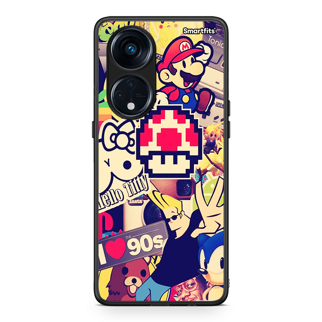 Θήκη Oppo Reno8T 5G / A1 Pro Love The 90s από τη Smartfits με σχέδιο στο πίσω μέρος και μαύρο περίβλημα | Oppo Reno8T 5G / A1 Pro Love The 90s Case with Colorful Back and Black Bezels