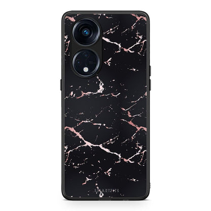 Θήκη Oppo Reno8T 5G / A1 Pro Marble Black Rosegold από τη Smartfits με σχέδιο στο πίσω μέρος και μαύρο περίβλημα | Oppo Reno8T 5G / A1 Pro Marble Black Rosegold Case with Colorful Back and Black Bezels