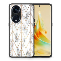 Thumbnail for Θήκη Oppo Reno8T 5G / A98 Marble Gold Geometric από τη Smartfits με σχέδιο στο πίσω μέρος και μαύρο περίβλημα | Oppo Reno8T 5G / A98 Marble Gold Geometric Case with Colorful Back and Black Bezels