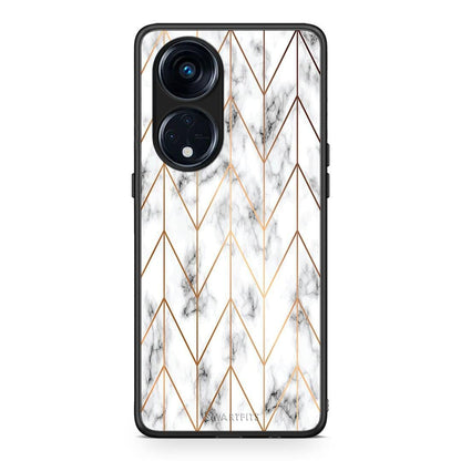 Θήκη Oppo Reno8T 5G / A1 Pro Marble Gold Geometric από τη Smartfits με σχέδιο στο πίσω μέρος και μαύρο περίβλημα | Oppo Reno8T 5G / A1 Pro Marble Gold Geometric Case with Colorful Back and Black Bezels