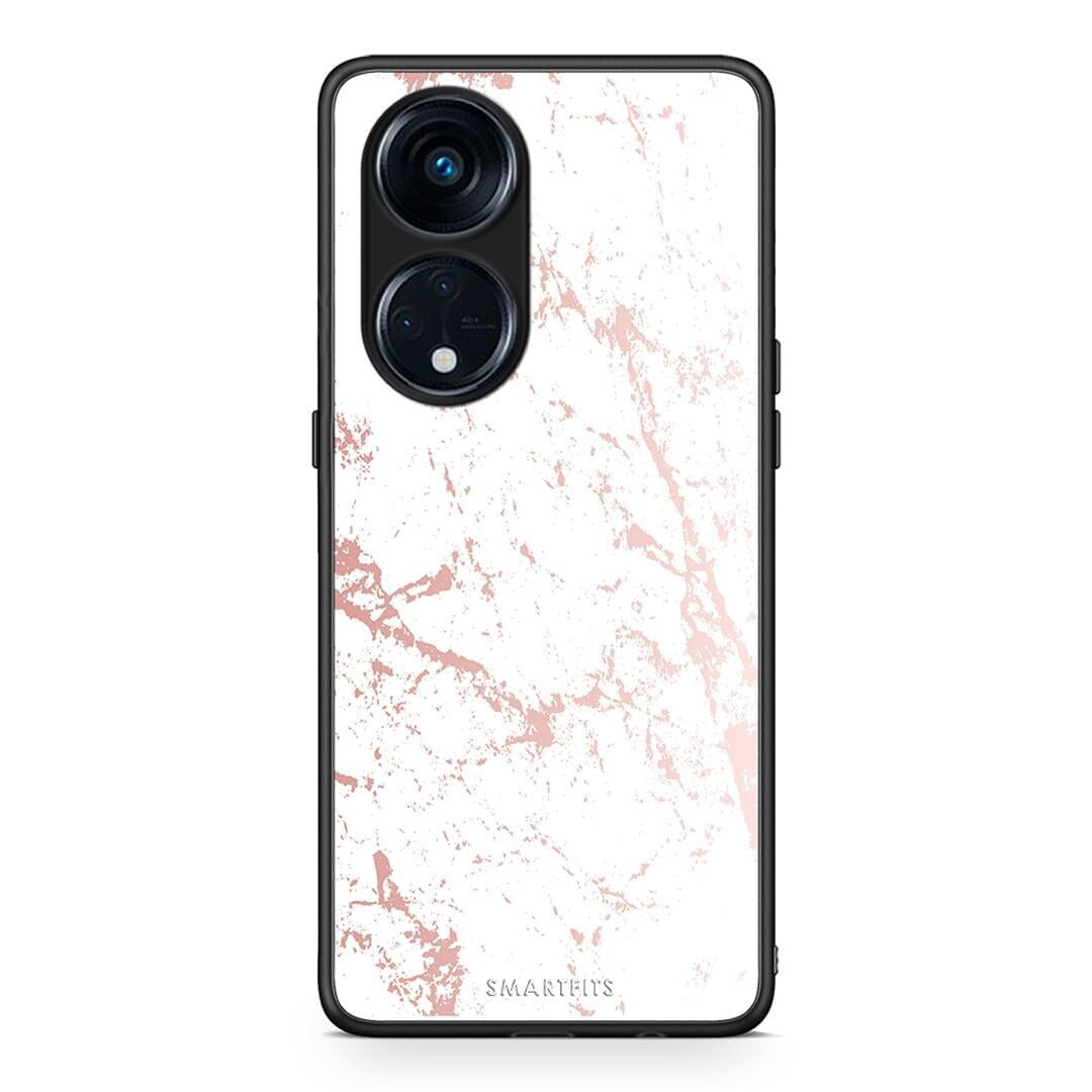 Θήκη Oppo Reno8T 5G / A1 Pro Marble Pink Splash από τη Smartfits με σχέδιο στο πίσω μέρος και μαύρο περίβλημα | Oppo Reno8T 5G / A1 Pro Marble Pink Splash Case with Colorful Back and Black Bezels