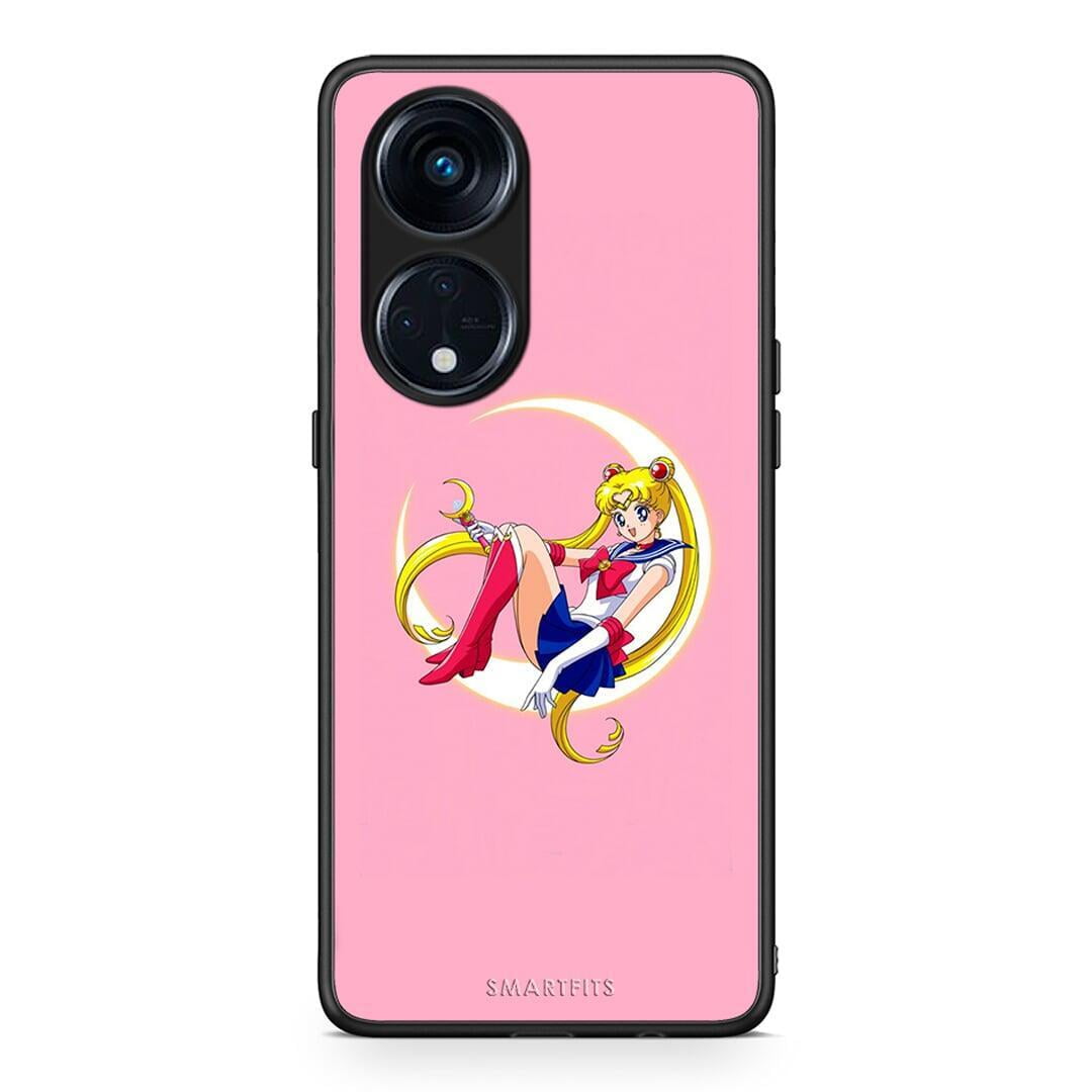 Θήκη Oppo Reno8T 5G / A1 Pro Moon Girl από τη Smartfits με σχέδιο στο πίσω μέρος και μαύρο περίβλημα | Oppo Reno8T 5G / A1 Pro Moon Girl Case with Colorful Back and Black Bezels