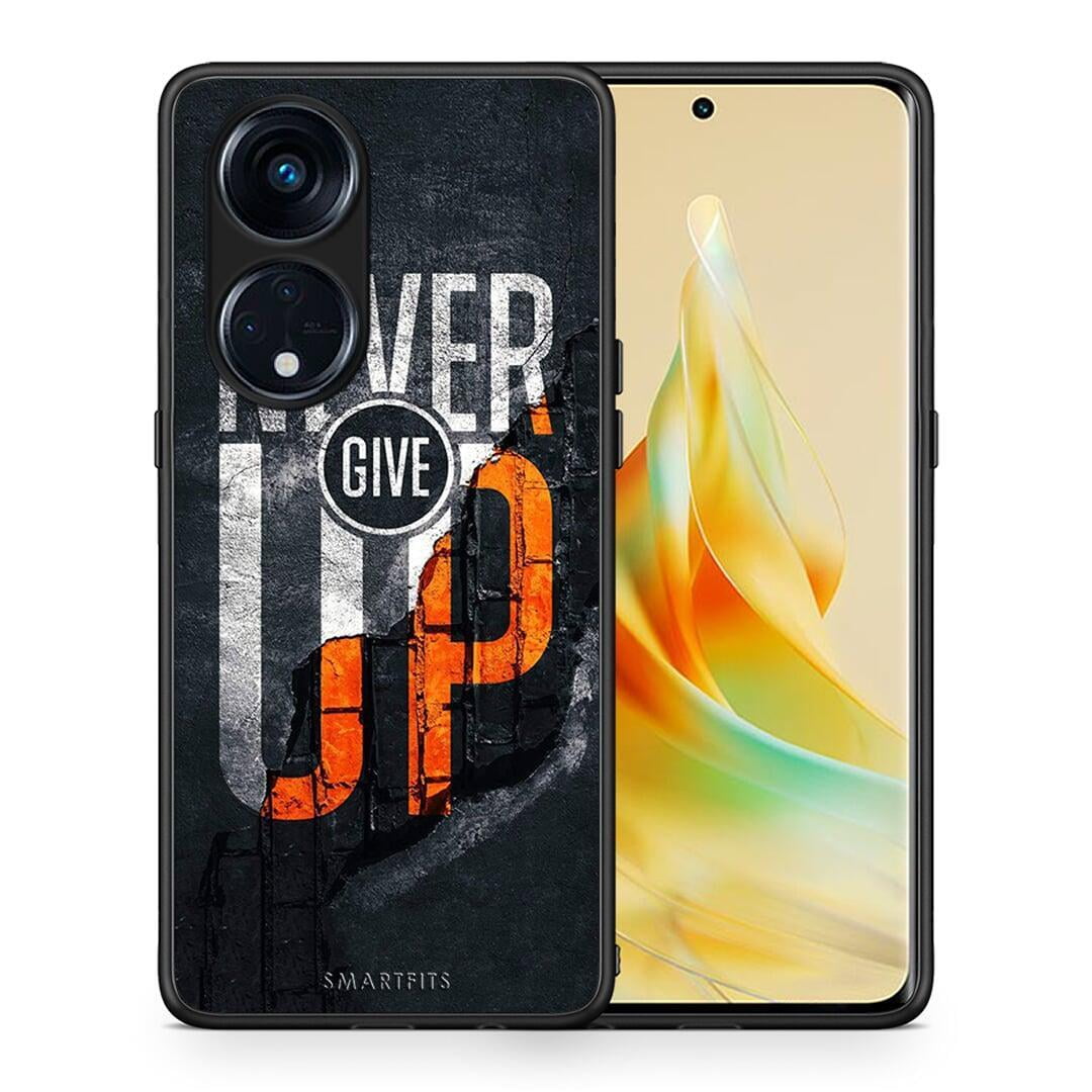 Θήκη Oppo Reno8T 5G / A1 Pro Never Give Up από τη Smartfits με σχέδιο στο πίσω μέρος και μαύρο περίβλημα | Oppo Reno8T 5G / A1 Pro Never Give Up Case with Colorful Back and Black Bezels