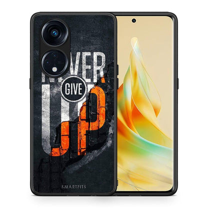 Θήκη Oppo Reno8T 5G / A1 Pro Never Give Up από τη Smartfits με σχέδιο στο πίσω μέρος και μαύρο περίβλημα | Oppo Reno8T 5G / A1 Pro Never Give Up Case with Colorful Back and Black Bezels