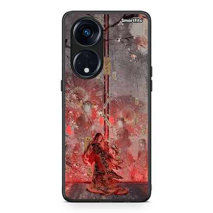 Θήκη Oppo Reno8T 5G / A1 Pro Nezuko Kamado από τη Smartfits με σχέδιο στο πίσω μέρος και μαύρο περίβλημα | Oppo Reno8T 5G / A1 Pro Nezuko Kamado Case with Colorful Back and Black Bezels