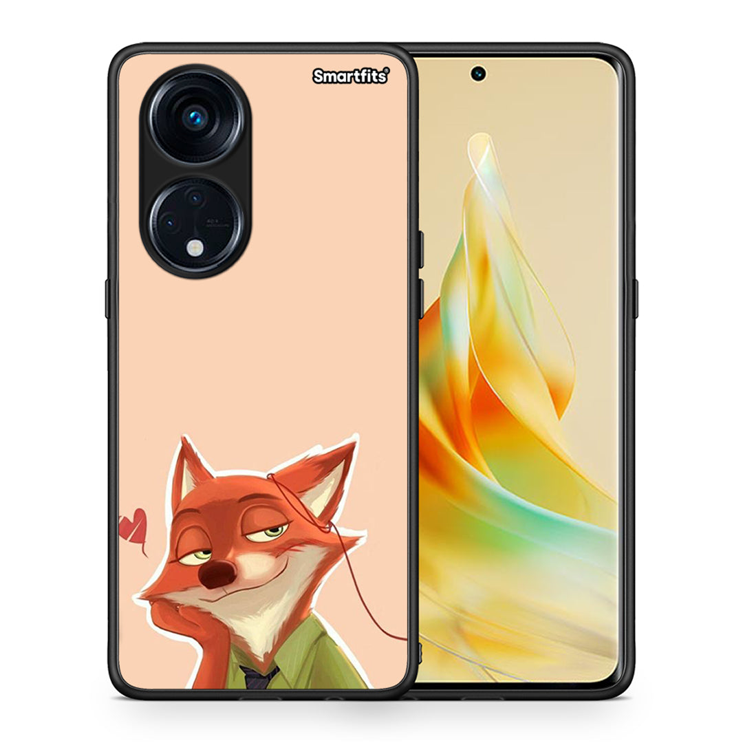 Θήκη Oppo Reno8T 5G / A1 Pro Nick Wilde And Judy Hopps Love 1 από τη Smartfits με σχέδιο στο πίσω μέρος και μαύρο περίβλημα | Oppo Reno8T 5G / A1 Pro Nick Wilde And Judy Hopps Love 1 Case with Colorful Back and Black Bezels