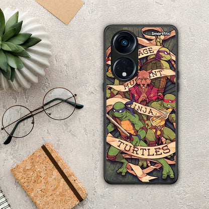 Θήκη Oppo Reno8T 5G / A1 Pro Ninja Turtles από τη Smartfits με σχέδιο στο πίσω μέρος και μαύρο περίβλημα | Oppo Reno8T 5G / A1 Pro Ninja Turtles Case with Colorful Back and Black Bezels