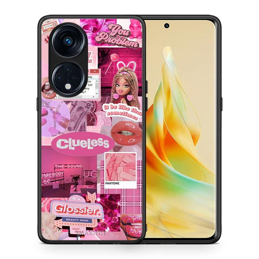 Θήκη Oppo Reno8T 5G / A1 Pro Pink Love από τη Smartfits με σχέδιο στο πίσω μέρος και μαύρο περίβλημα | Oppo Reno8T 5G / A1 Pro Pink Love Case with Colorful Back and Black Bezels