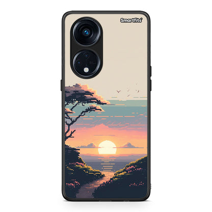 Θήκη Oppo Reno8T 5G / A1 Pro Pixel Sunset από τη Smartfits με σχέδιο στο πίσω μέρος και μαύρο περίβλημα | Oppo Reno8T 5G / A1 Pro Pixel Sunset Case with Colorful Back and Black Bezels