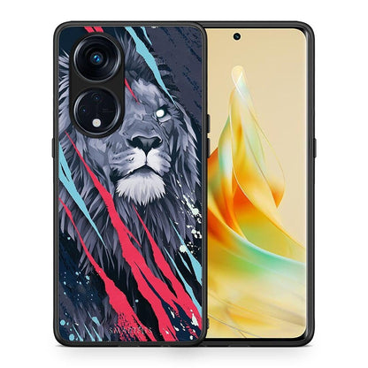 Θήκη Oppo Reno8T 5G / A1 Pro PopArt Lion Designer από τη Smartfits με σχέδιο στο πίσω μέρος και μαύρο περίβλημα | Oppo Reno8T 5G / A1 Pro PopArt Lion Designer Case with Colorful Back and Black Bezels