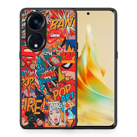 Θήκη Oppo Reno8T 5G / A1 Pro PopArt OMG από τη Smartfits με σχέδιο στο πίσω μέρος και μαύρο περίβλημα | Oppo Reno8T 5G / A1 Pro PopArt OMG Case with Colorful Back and Black Bezels