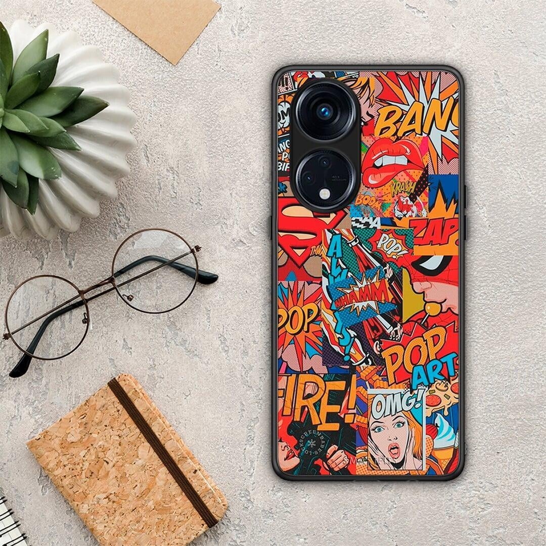 Θήκη Oppo Reno8T 5G / A1 Pro PopArt OMG από τη Smartfits με σχέδιο στο πίσω μέρος και μαύρο περίβλημα | Oppo Reno8T 5G / A1 Pro PopArt OMG Case with Colorful Back and Black Bezels