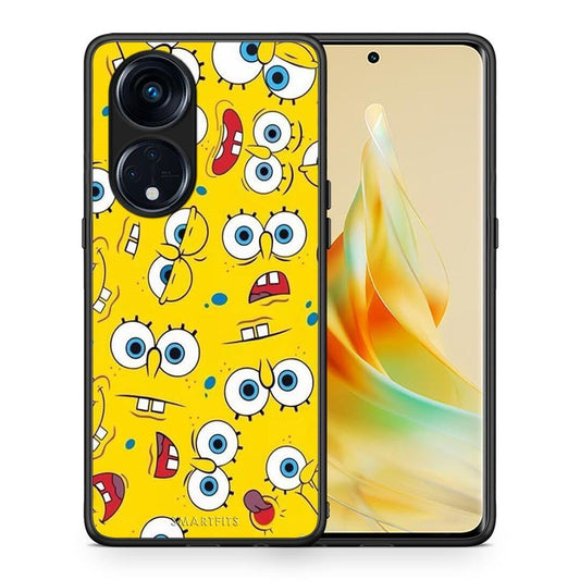Θήκη Oppo Reno8T 5G / A1 Pro PopArt Sponge από τη Smartfits με σχέδιο στο πίσω μέρος και μαύρο περίβλημα | Oppo Reno8T 5G / A1 Pro PopArt Sponge Case with Colorful Back and Black Bezels