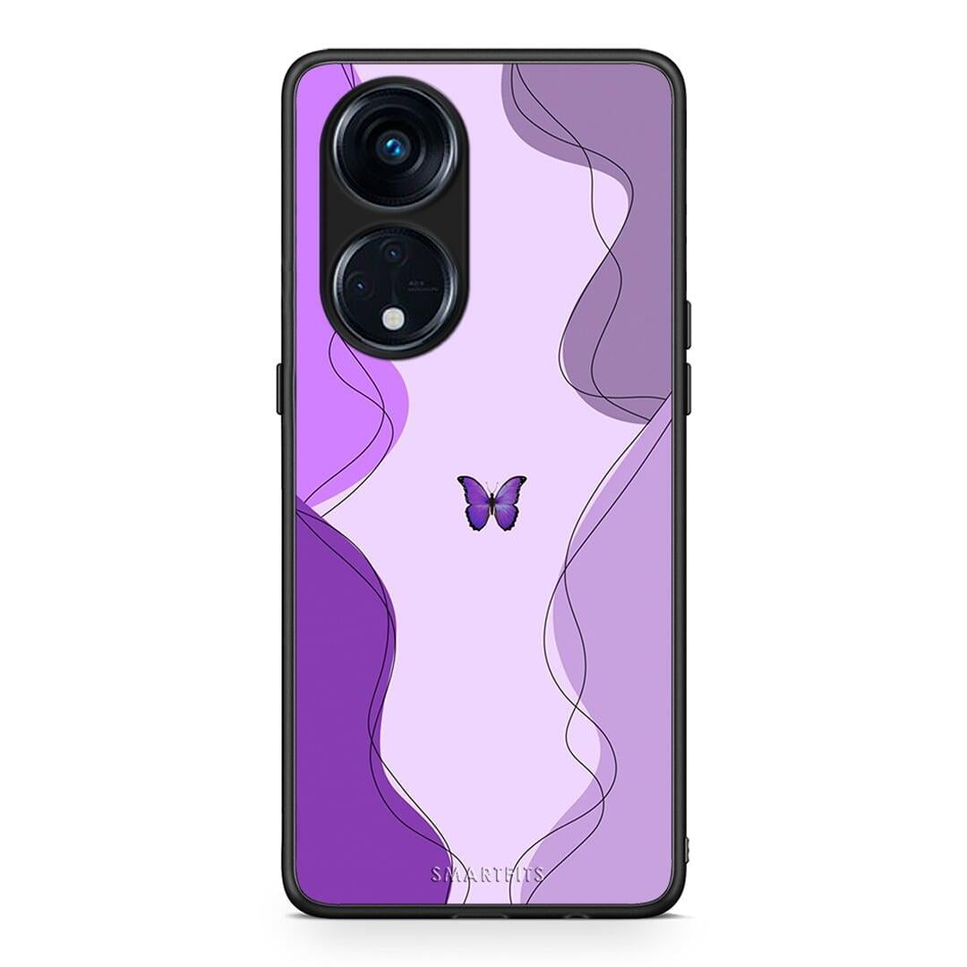 Θήκη Oppo Reno8T 5G / A1 Pro Purple Mariposa από τη Smartfits με σχέδιο στο πίσω μέρος και μαύρο περίβλημα | Oppo Reno8T 5G / A1 Pro Purple Mariposa Case with Colorful Back and Black Bezels