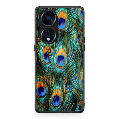 Θήκη Oppo Reno8T 5G / A1 Pro Real Peacock Feathers από τη Smartfits με σχέδιο στο πίσω μέρος και μαύρο περίβλημα | Oppo Reno8T 5G / A1 Pro Real Peacock Feathers Case with Colorful Back and Black Bezels