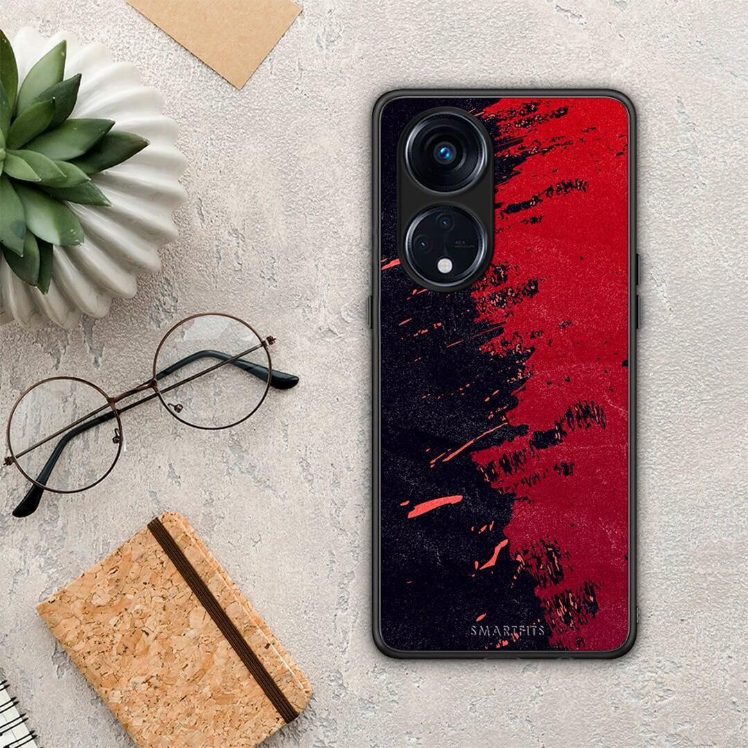 Θήκη Oppo Reno8T 5G / A1 Pro Red Paint από τη Smartfits με σχέδιο στο πίσω μέρος και μαύρο περίβλημα | Oppo Reno8T 5G / A1 Pro Red Paint Case with Colorful Back and Black Bezels