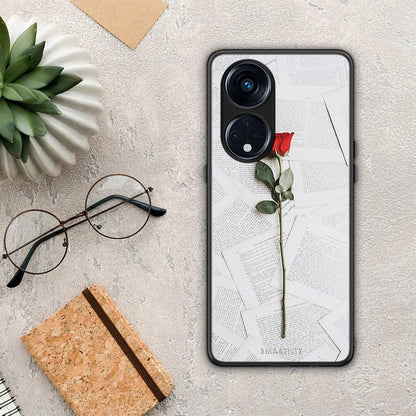 Θήκη Oppo Reno8T 5G / A1 Pro Red Rose από τη Smartfits με σχέδιο στο πίσω μέρος και μαύρο περίβλημα | Oppo Reno8T 5G / A1 Pro Red Rose Case with Colorful Back and Black Bezels