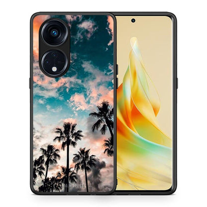 Θήκη Oppo Reno8T 5G / A1 Pro Summer Sky από τη Smartfits με σχέδιο στο πίσω μέρος και μαύρο περίβλημα | Oppo Reno8T 5G / A1 Pro Summer Sky Case with Colorful Back and Black Bezels