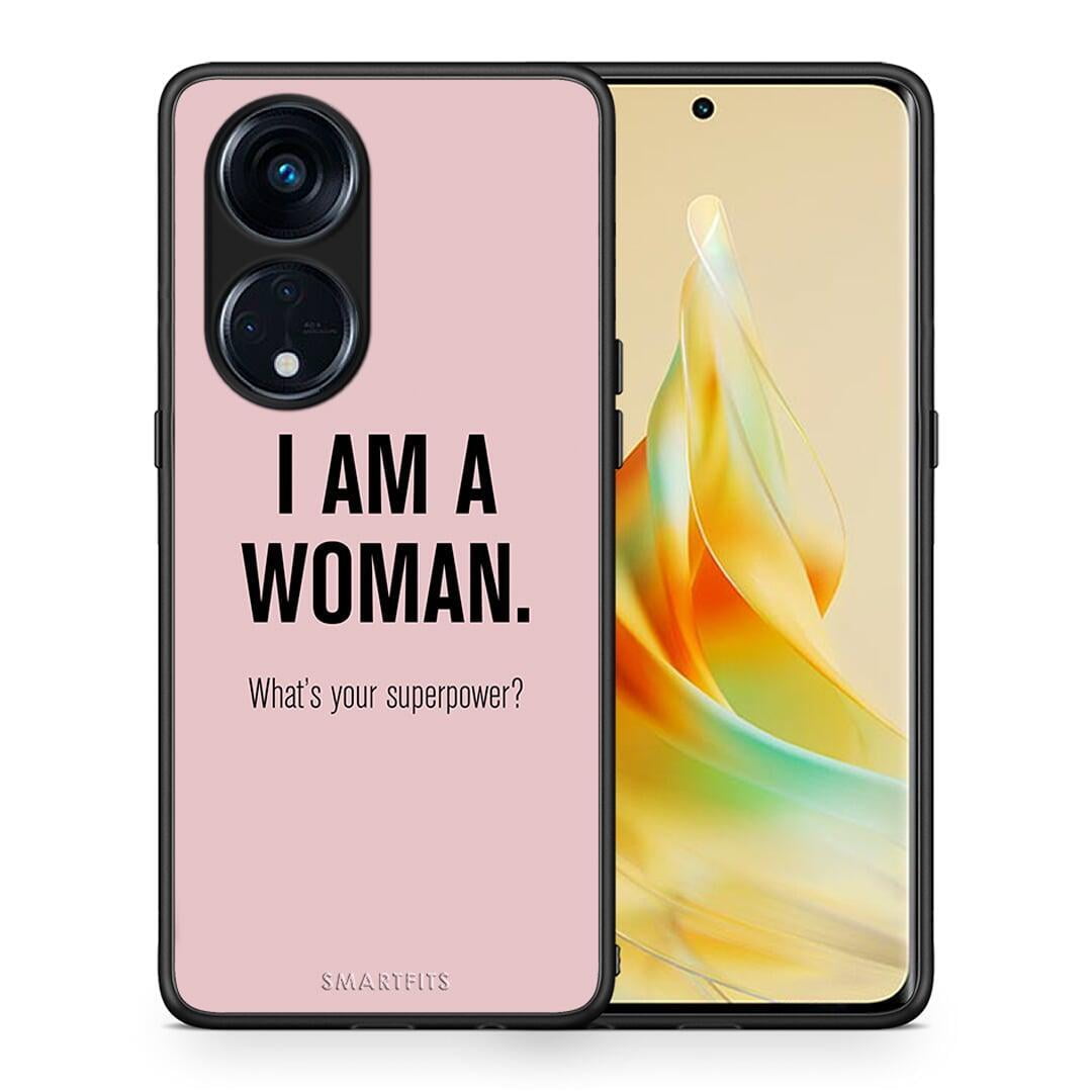 Θήκη Oppo Reno8T 5G / A1 Pro Superpower Woman από τη Smartfits με σχέδιο στο πίσω μέρος και μαύρο περίβλημα | Oppo Reno8T 5G / A1 Pro Superpower Woman Case with Colorful Back and Black Bezels