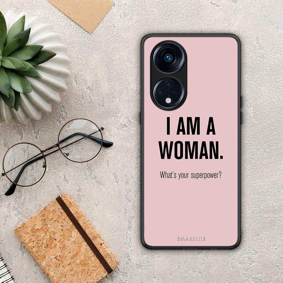 Θήκη Oppo Reno8T 5G / A1 Pro Superpower Woman από τη Smartfits με σχέδιο στο πίσω μέρος και μαύρο περίβλημα | Oppo Reno8T 5G / A1 Pro Superpower Woman Case with Colorful Back and Black Bezels