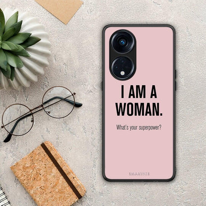 Θήκη Oppo Reno8T 5G / A1 Pro Superpower Woman από τη Smartfits με σχέδιο στο πίσω μέρος και μαύρο περίβλημα | Oppo Reno8T 5G / A1 Pro Superpower Woman Case with Colorful Back and Black Bezels
