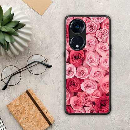 Θήκη Oppo Reno8T 5G / A1 Pro Valentine RoseGarden από τη Smartfits με σχέδιο στο πίσω μέρος και μαύρο περίβλημα | Oppo Reno8T 5G / A1 Pro Valentine RoseGarden Case with Colorful Back and Black Bezels