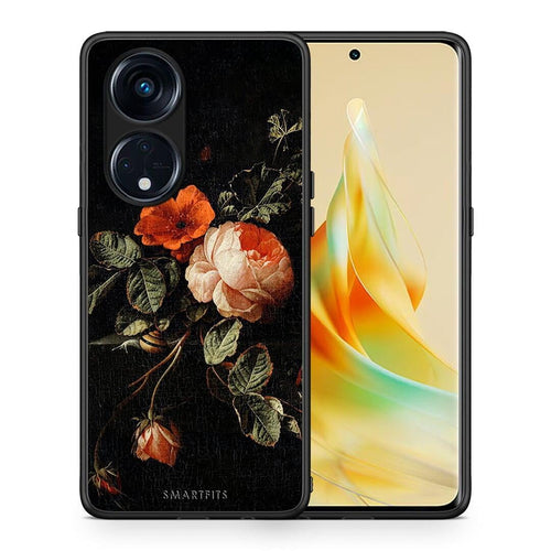 Θήκη Oppo Reno8T 5G / A1 Pro Vintage Roses από τη Smartfits με σχέδιο στο πίσω μέρος και μαύρο περίβλημα | Oppo Reno8T 5G / A1 Pro Vintage Roses Case with Colorful Back and Black Bezels