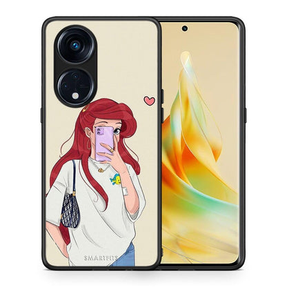 Θήκη Oppo Reno8T 5G / A1 Pro Walking Mermaid από τη Smartfits με σχέδιο στο πίσω μέρος και μαύρο περίβλημα | Oppo Reno8T 5G / A1 Pro Walking Mermaid Case with Colorful Back and Black Bezels