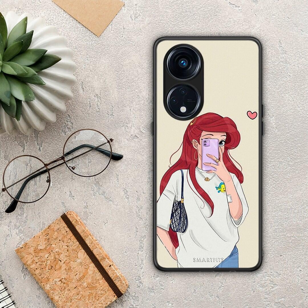 Θήκη Oppo Reno8T 5G / A1 Pro Walking Mermaid από τη Smartfits με σχέδιο στο πίσω μέρος και μαύρο περίβλημα | Oppo Reno8T 5G / A1 Pro Walking Mermaid Case with Colorful Back and Black Bezels