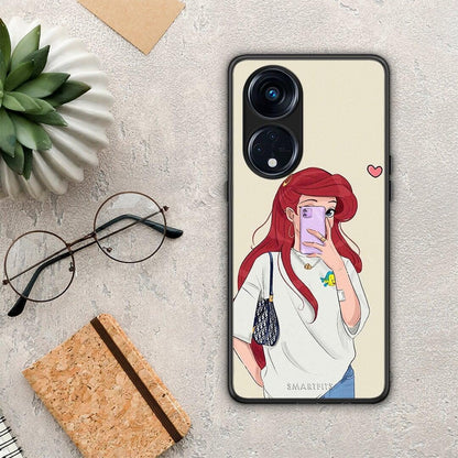 Θήκη Oppo Reno8T 5G / A1 Pro Walking Mermaid από τη Smartfits με σχέδιο στο πίσω μέρος και μαύρο περίβλημα | Oppo Reno8T 5G / A1 Pro Walking Mermaid Case with Colorful Back and Black Bezels