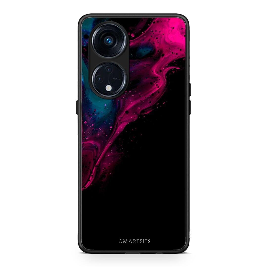 Θήκη Oppo Reno8T 5G / A1 Pro Watercolor Pink Black από τη Smartfits με σχέδιο στο πίσω μέρος και μαύρο περίβλημα | Oppo Reno8T 5G / A1 Pro Watercolor Pink Black Case with Colorful Back and Black Bezels