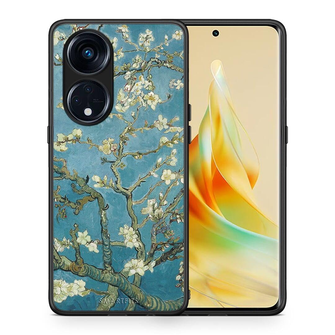 Θήκη Oppo Reno8T 5G / A1 Pro White Blossoms από τη Smartfits με σχέδιο στο πίσω μέρος και μαύρο περίβλημα | Oppo Reno8T 5G / A1 Pro White Blossoms Case with Colorful Back and Black Bezels