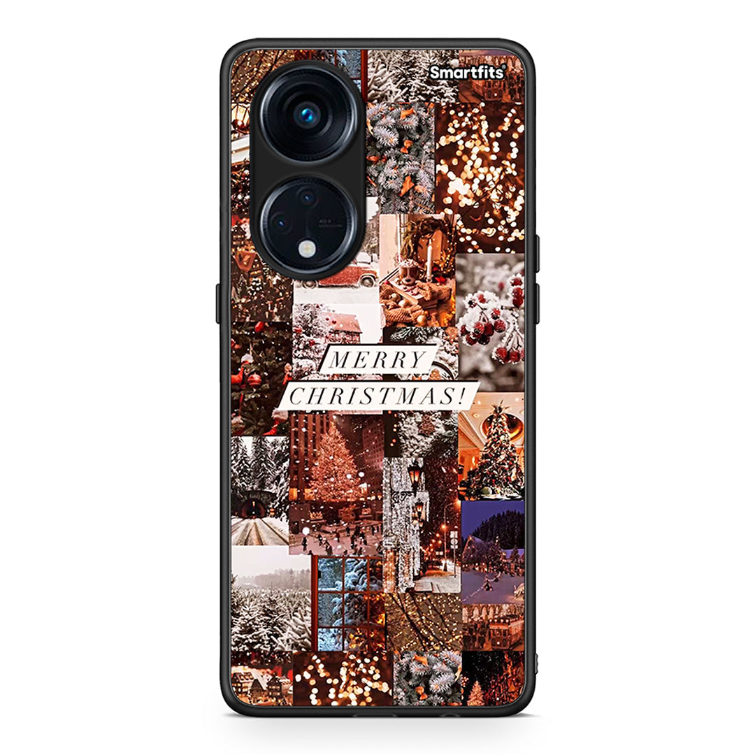 Θήκη Oppo Reno8T 5G / A1 Pro Xmas Collage από τη Smartfits με σχέδιο στο πίσω μέρος και μαύρο περίβλημα | Oppo Reno8T 5G / A1 Pro Xmas Collage Case with Colorful Back and Black Bezels