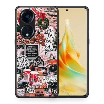 Θήκη Oppo Reno8T 5G / A1 Pro Xmas Habbits από τη Smartfits με σχέδιο στο πίσω μέρος και μαύρο περίβλημα | Oppo Reno8T 5G / A1 Pro Xmas Habbits Case with Colorful Back and Black Bezels