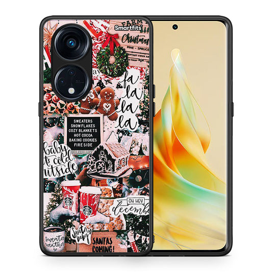Θήκη Oppo Reno8T 5G / A1 Pro Xmas Habbits από τη Smartfits με σχέδιο στο πίσω μέρος και μαύρο περίβλημα | Oppo Reno8T 5G / A1 Pro Xmas Habbits Case with Colorful Back and Black Bezels