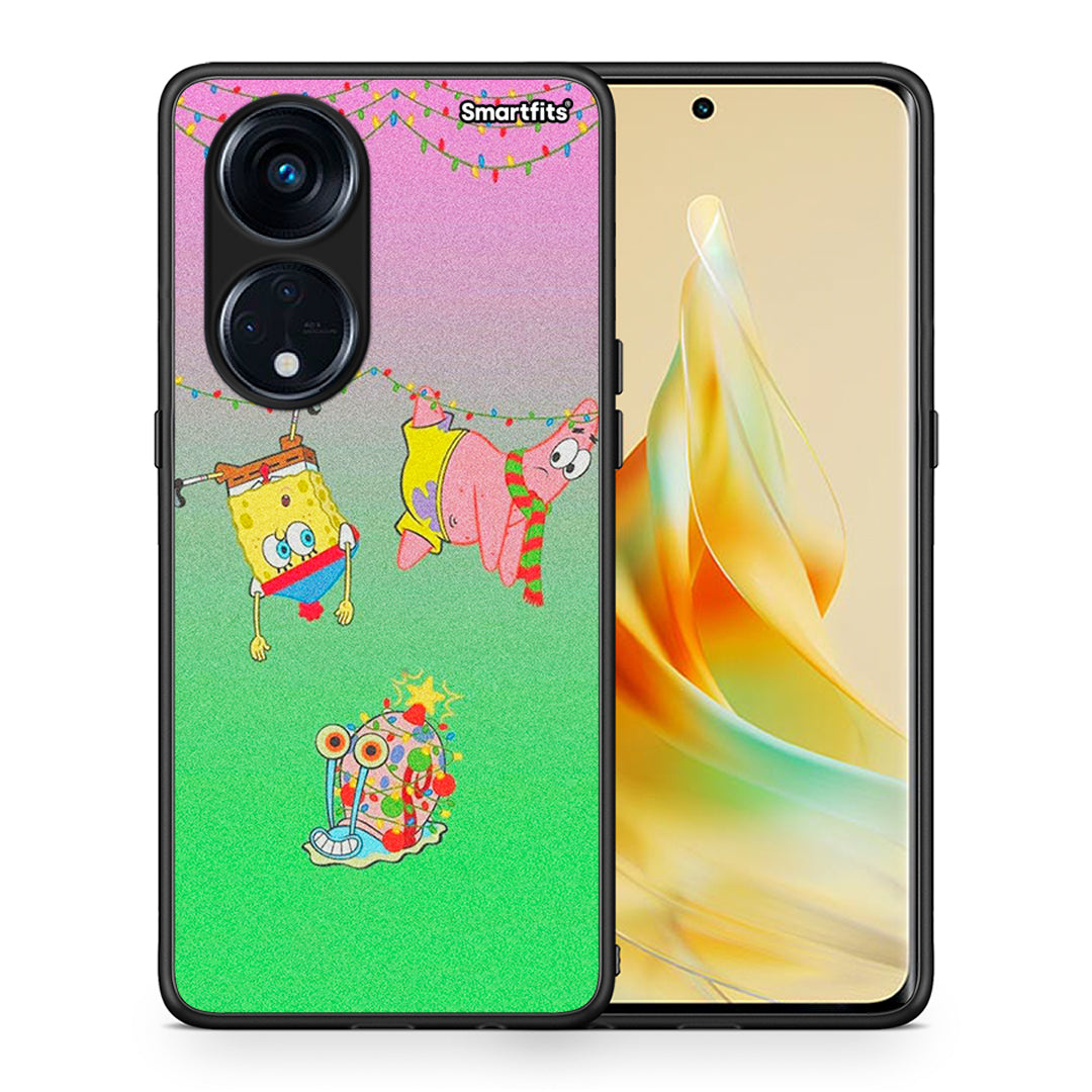 Θήκη Oppo Reno8T 5G / A1 Pro Xmas Lights από τη Smartfits με σχέδιο στο πίσω μέρος και μαύρο περίβλημα | Oppo Reno8T 5G / A1 Pro Xmas Lights Case with Colorful Back and Black Bezels