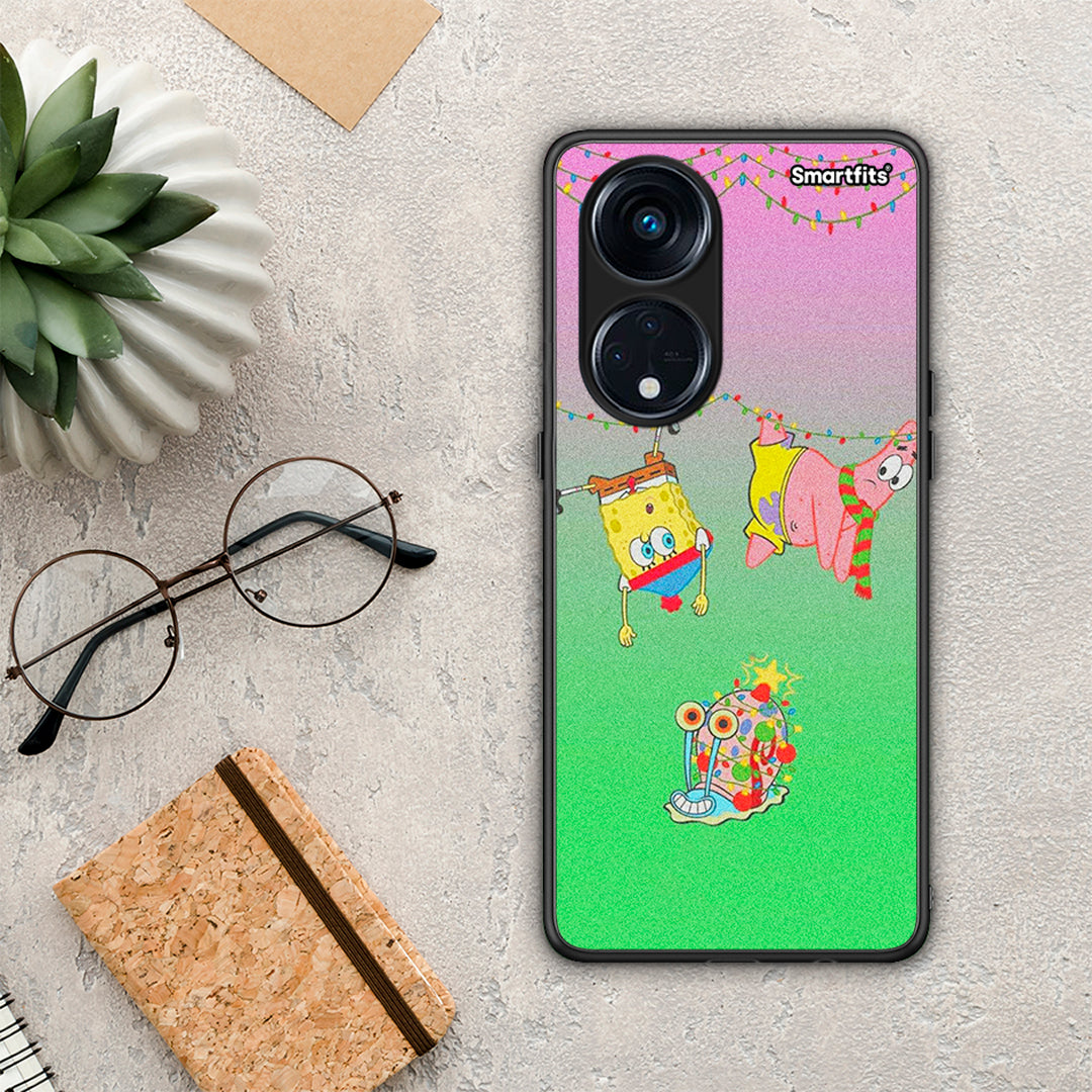 Θήκη Oppo Reno8T 5G / A1 Pro Xmas Lights από τη Smartfits με σχέδιο στο πίσω μέρος και μαύρο περίβλημα | Oppo Reno8T 5G / A1 Pro Xmas Lights Case with Colorful Back and Black Bezels