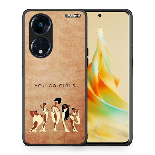 Θήκη Oppo Reno8T 5G / A1 Pro You Go Girl από τη Smartfits με σχέδιο στο πίσω μέρος και μαύρο περίβλημα | Oppo Reno8T 5G / A1 Pro You Go Girl Case with Colorful Back and Black Bezels