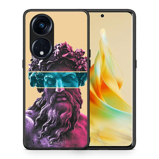 Θήκη Oppo Reno8T 5G / A1 Pro Zeus Art από τη Smartfits με σχέδιο στο πίσω μέρος και μαύρο περίβλημα | Oppo Reno8T 5G / A1 Pro Zeus Art Case with Colorful Back and Black Bezels