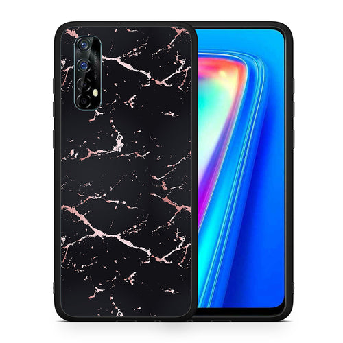 Marble Black Rosegold - Realme 7 θήκη