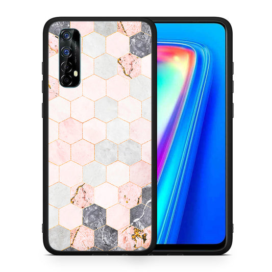 Marble Hexagon Pink - Realme 7 θήκη