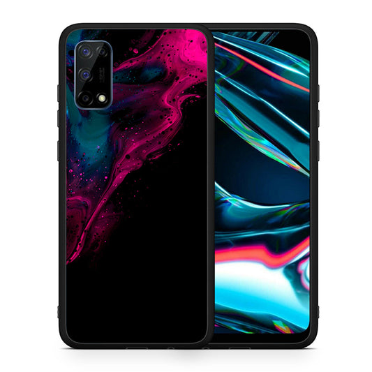 Watercolor Pink Black - Realme 7 Pro θήκη